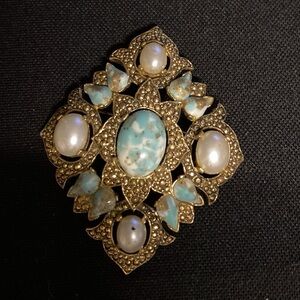Sarah Coventry Gold and Turquoise Brooch